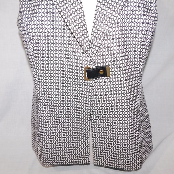 LISETTE L Montreal Womens L White Black pattern Fashion Blazer Vest - Picture 6 of 11